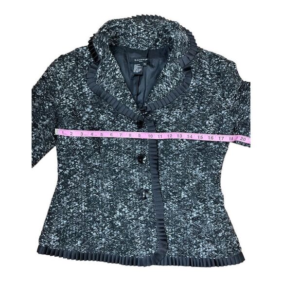 Sandro Tweed Black & White Blazer 3/4 Sleeves Women Size PM Classic Preppy - Picture 6 of 8